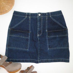 Vintage 90's GAP Dark Denim Surplus Cargo MINI Skirt size 12
